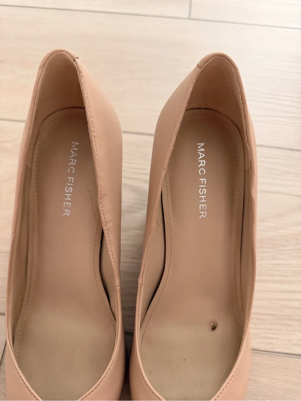 Marc Fisher Blush Nude Pointed-Toe Leather Pumps